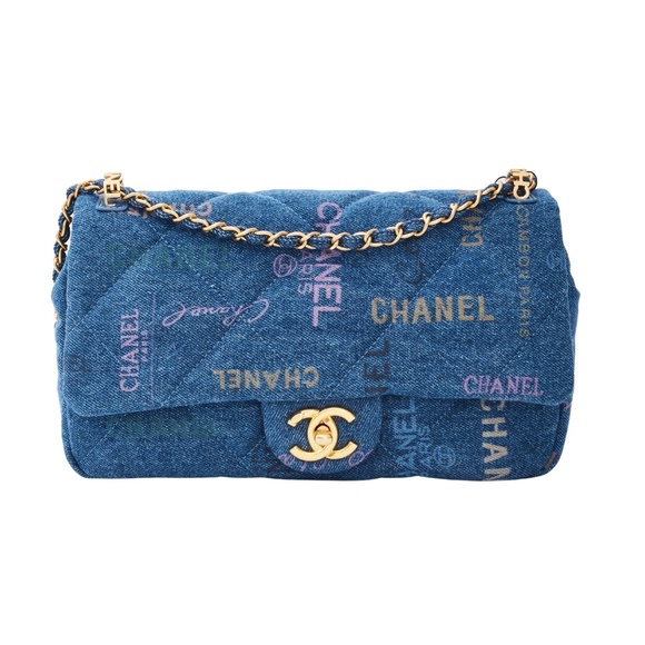 CHANEL PRINTED CC BLUE DENIM LARGE GRAFFITI FLAP BAG (2022) - Picture 1 of 10